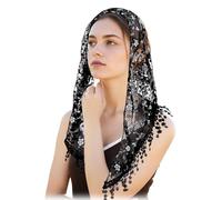 YROHGKPN Velos de mantilla, América a granel encaje flores envoltura de la cabeza, bufanda capilla católica para eventos religiosos y ocasiones formales, velo de mantilla de encaje para las mujeres