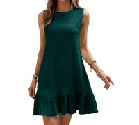 YROHGKPN Vestido sin mangas con cuello redondo para mujer, sin mangas, citas, fiestas, compras, viajes, vacaciones, vida diaria y mujeres extrovertidas, Verde De Malaquita, XL