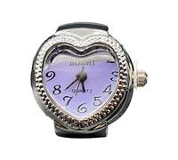 YROHGKPN Vintage Punk Fingerwatch Banda elástica Aleación Relojes Corazón Pareja Anillos Joyería Reloj de Cuarzo Romano para Mujeres Diseño Simple Anillo de Cuarzo, como se describe