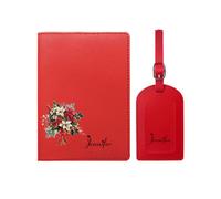 yrozvw Porta Pasaporte Personalizado para Mujer, Funda de Pasaporte Personalizada con Nombre y Flor de Cumpleaños y Juego de Etiqueta de Equipaje, Regalo de Viaje de Piel de PU para Navidad