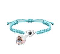 yrozvw Pulsera personalizada con foto Corazón Pulsera de proyección de foto con la imagen en el interior 100 idiomas Te quiero pulsera de cuerda trenzada pulsera para las mujeres pareja