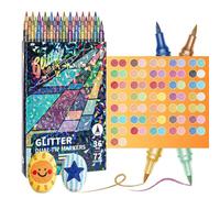 YRREATY Marcadores de Pincel con Efecto Brillante, Punta Doble, Pincel de Dos Colores, Marcador Brillante para Garabatear, Escribir, Arte con Purpurina, Manualidades para Adultos, 72 Colores