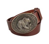 YRSHENG Cinturón De Cuero Vaquero Occidental con Hebilla, Cinturón Vintage para Hombres Y Mujeres, Cinturón De Piel De Vacuno para Pantalones Vaqueros, Western Cowboy,Marrón,125CM/49.2''