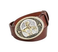 YRSHENG Cinturón De Piel Vaquera Occidental, Cinturón De Cuero para Hombres Y Mujeres, Cinturones De Cuero Western Cowboy con Hebilla Grabada Vintage para Pantalones Vaqueros,Marrón,115CM/45.3''