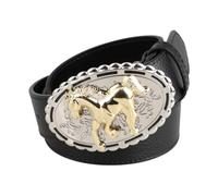 YRSHENG Cinturón Occidental Vaquero De Cuero para Hombres Y Mujeres con Hebilla Grabada, Cinturón Vintage Western para Jeans, Pantalones Vaqueros,Negro,120CM/47.3''