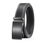 YRSHENG Cinturones Hombre, Cinturón De Trinquete Alargado con Hebilla Automática, Cinturón Hombre Cuero Ajustable Cinturon Trabajo Hombre para Pantalones Formales,Traje,Negro,120CM/47.3''