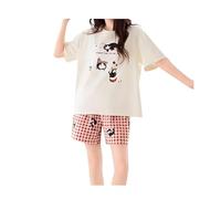YRSHENG Pijama Mujer Algodon, Estampado de Gatos Pijamas Corto Mujer de Verano, Conjunto De Manga Corta & Pantalones Cortos, Regalos para el Día de la Madre,A. White,3XL(80~90kg)