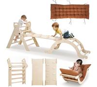 Yrthe Voitom Montessori - Arco de escalada para interior y niña, juguete Montessori a partir de 1.5 años y 2 años para niño y niña 5 en 1, triángulo trepador con cojín tobogán, regalos para interior