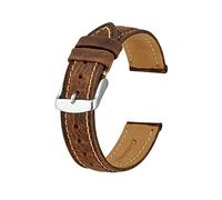 YRTHFJTJ Correa de reloj, 14-24 mm, correa de reloj de cuero Crazy Horse retro for hombre, repuesto de pulsera, accesorios de reloj de cuarzo analógico(Brown b silver,16mm)