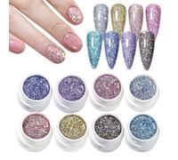 YRTUOP Esmalte De Uñas Gel Con Purpurina,Gel Artístico con Efecto Brillo - Kit De 8 Colores Para Manicura Y Decoración De Uñas Para Mujeres Y Niñas