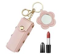 YRTUOP Estuche para lápiz labial con espejo, bolsa de piel sintética para lápiz labial, bolsa de cosméticos portátil para mujeres y niñas, maquillaje, viajes, llaves de coche
