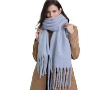 YRUIIA Mujer Bufanda Larga En Espesas Suaves para Mujeres Calientes De Cachemir Artificial Invierno Chal De Borla Grande (wathet)