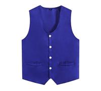 Yruioon Chaleco de traje para niños y niños, cuello en V, traje de esmoquin, chaleco voluntario para boda, fiesta, chaqueta, azul, 158-164