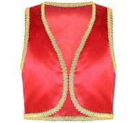 Yruioon Chaleco para niños y niños, chaleco de príncipe árabe, sin mangas, chaqueta de sultán oriental, para Halloween, carnaval, fiesta, rojo, 134 cm-140 cm