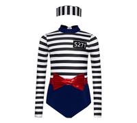 Yruioon Disfraz de prisionero para niña, mono con gorro de prisión, disfraz de recluso, Halloween, carnaval, fiesta, color azul marino, 110-116