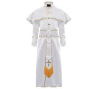 Yruioon Disfraz de sacerdote para niños, túnica de monje, vestido medieval renacentista, Halloween, carnaval, fiesta, color blanco, 158-164