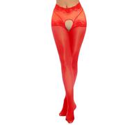 Yruioon Medias para mujer Ouvert Hose Transparentes Leggings Abiertos Pantyhose Nylon Feinstrumpfhose Stockings, rojo, M