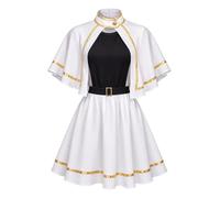 Yruioon Mujer Vestidos Cosplay Anime Mujeres Ropa Japonesa Túnica Con Capa | Conjunto Disfraz Cosplay Anime,Personaje Elfo,Vestido Bruja,Fiesta Soltero,Carnavales,Vacaciones,Teatro,Rave,Temática