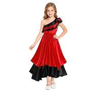 Yruioon Niña Traje De Baile Tradicional Vestido Español Disfraz Cosplay Bailarín Presentación Festival Rojo 5-6 años