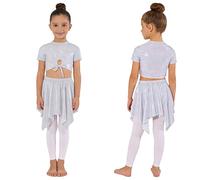 Yruioon Niños Conjunto Falda Y Top Brillante Traje Animación Disfraz De Baile Salón Latino Chándal Deportivo Blanco 3-4 años