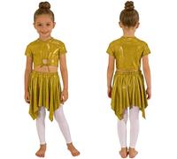 Yruioon Niños Conjunto Falda Y Top Brillante Traje Animación Disfraz De Baile Salón Latino Chándal Deportivo Oro 3-4 años