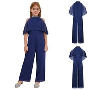 Yruioon Salopete Niña Elegante Ropa Fiestas Modernas Niña Salopete Piernas Anchas Mono Traje Un Solo Trozo La Primera Comunión Azul marino 7-8 años