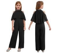Yruioon Salopete Niña Elegante Ropa Fiestas Modernas Niña Salopete Piernas Anchas Mono Traje Un Solo Trozo La Primera Comunión Negro 5-6 años
