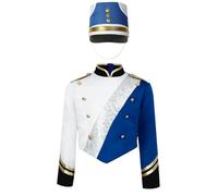 Yruioon Traje Circo Niños Y Niñas Uniforme Director Circo Chaqueta Manga Larga Sombrero Traje Baile Halloween Carnaval Y Fiestas Azul real 7-8 años