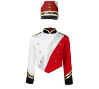 Yruioon Traje Circo Niños Y Niñas Uniforme Director Circo Chaqueta Manga Larga Sombrero Traje Baile Halloween Carnaval Y Fiestas Rojo 7-8 años