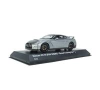 YRXIAO 1:43 Nissan GT-R R35 NISMO - Modelo De Coche Estático De Resina Gris Cemento con Adornos Metálicos Estáticos Exquisita Artesanía Decoración