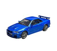 YRXIAO 1:64 para Nismo R34 GT-R Z-Tune FuelFest Azul Clásico Vehículo De Juguete Coleccionable De Exhibición Estática