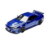 YRXIAO Modelo A Escala 1:64 del GT-R R34 Skyline De Resina para Colección Decoración del Hogar Recuerdos(Blue)