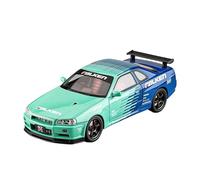 YRXIAO Nissan Skyline GTR R34 - Coche De Juguete Aleación Modificado Escala 1/18 con Sonido Y Luz(Style 4)