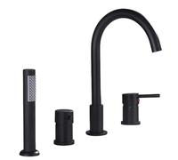 YRYRHX Grifo de baño de 4 Orificios con Cabezal de Ducha extraíble y Manguera, Grifo Mezclador de Ducha Monomando Negro, Juego de Cabezal de Ducha y Manguera para grifos de baño Household faucets