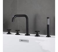 YRYRHX Grifo Mezclador para Ducha de baño montado en Cubierta, grifos mezcladores de baño Negros con Ducha, Grifo Giratorio de 360 Grados con Doble Palanca Household faucets