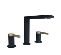 YRYRHX Grifo Mezclador para Lavabo con 3 Orificios, grifos para Lavabo de baño Vintage, grifos giratorios mezcladores para Lavabo Negros y Dorados con Agua fría y Caliente Household faucets