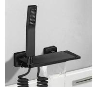 YRYRHX Grifo Monomando para Ducha de baño en Cascada Negro, Grifo Mezclador Monomando, Cabezal de Ducha y Juego de Manguera para grifos de baño-A Household faucets