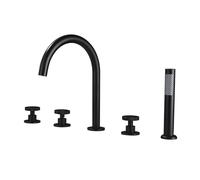 YRYRHX Grifos mezcladores de baño con Ducha Grifo de baño Negro de 5 Orificios Cuello de Cisne Caño Giratorio 360 Palanca Doble Grifo Mezclador de Ducha de baño Válvula desviadora Household faucets