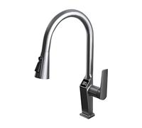 YRYRHX Grifos para Fregadero de Cocina con rociador extraíble, Grifo con Pantalla Digital de Cocina Gris, caño Giratorio de 360° para frío y Calor Household faucets