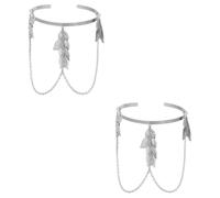 YRYRYW 2 Piezas de Brazalete con Colgante de Cadena de Borla de Hoja geométrica, brazaletes de joyería de, Pulseras, Brazalete de Cadena, Pulsera para la Parte Superior del Brazo, Pulseras de Mujer,