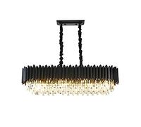 YRYRYW Altura Negra de Altura Ajustable de Hierro Durante Las Luces, para el Restaurante de la Sala de Estar del Comedor, lámpara de araña de Cristal, rectángulo E27 LED Techo-Black. 98 * 31 * 36cm