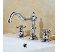 YRYRYW Bathroom Kitchen Basin Mixer Tap Sink Faucet 2 Handles 3Pcs Gold Bathroom Basin Faucet Bathtub Tap-Chrome Polish,Chrome Polish Household faucets
