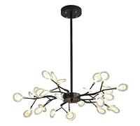 YRYRYW Black Durante la Rama de la luz Altura Ajustable Techo Luz Luz Luz Vintage para la iluminación del Comedor de la Cocina, Sputnik Firefly Chandelier-Black y Lollipop Glass Lampside 30 Head