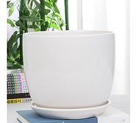 YRYRYW Ceramic Flower Pot Large White/Black Personality with Tray Flower Green Plant Planter Container Indoor Outdoor for Orchid Herb Flower Succulent Cactus Home Office Balcony Decor Household