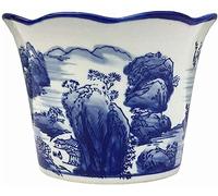 YRYRYW Ceramic Hand Painted Blue and White Porcelain Pots Decorative Indoor/Outdoor Plant Fleshy Flower Pot Antique Green Plants Gardening Potted Planter Indoor Outdoor Household faucets