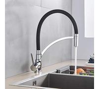 YRYRYW Chrome Kitchen Faucet Rotatable Deck Mounted Ceramic Valve Hot and Cold Mixer Tap Stainless Steel Black Rotate at Any Angle, Household faucets