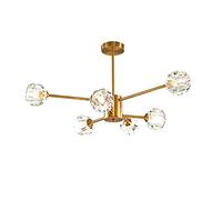 YRYRYW Comedor de Dormitorio de Sala de Estar, G9 Northern Europe All Cobper Light Luxury Crystal Chandeliers, Nordic Molecular Branch Lamps-Copper 6 Cabeza Household faucets