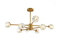 YRYRYW Comedor de Dormitorio de Sala de Estar, G9 Northern Europe All Copper Light Luxury Crystal Chandeliers, Nordic Molecular Branch Lamps-Copper 8 Cabeza Household faucets
