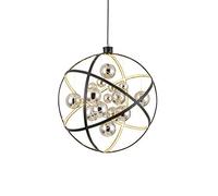 YRYRYW Creative Concise Iron Art Chandelier,Study Room Bedroom Kitchen Aisle Corridor Clothing Store Window Light,LED Post- Terrestrial Globe Chandelier-Black Warm Light 40cm Household faucets