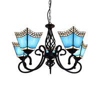 YRYRYW E27 American Retro Chandelier,Nordic Mediterranean Pastoral Personality Chandelier,Dining Room Corridor Living Room Bedroom-Blue 5 Head Household faucets